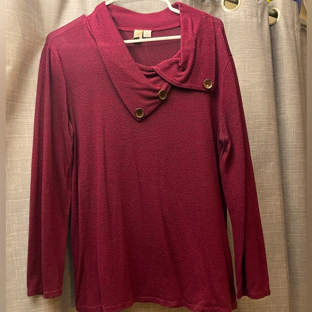 Misia, LG, Burgundy Knit Sweater
